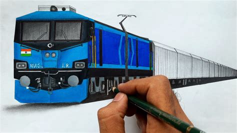 Drawing A Wag Locomotive Hauled Freight Train Indian Railways