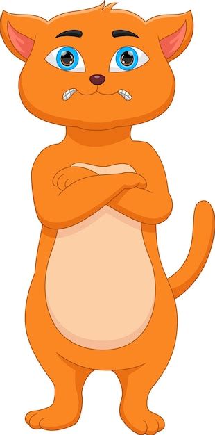 Gato Enojado De Dibujos Animados Sobre Fondo Blanco Vector Premium