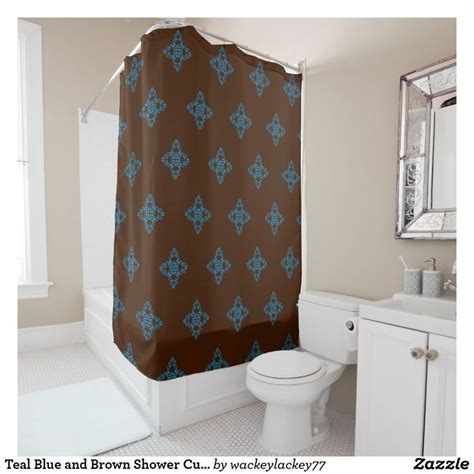 Teal Blue And Brown Shower Curtain Home Decor Zazzle Brown Shower