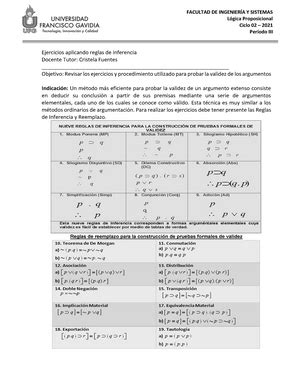 Ejercicios resueltos Reglas de Inferencia y Reemplazo Lógica