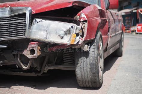 Car Damaged by a Road Accident Stock Photo - Image of crash, front ...