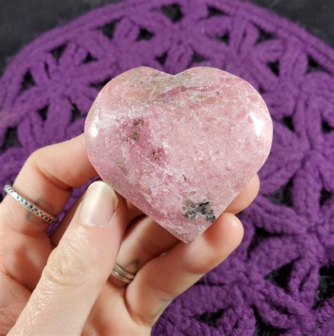 Pink Rhodonite Heart Shaped Stone Crystal Polished Love Pink Heart