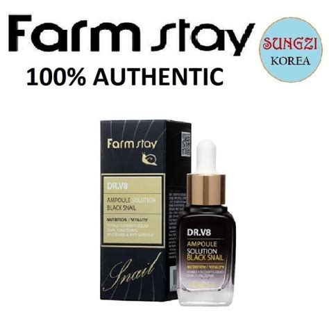 FARM STAY Dr V8 Ampoule Solution Black Snail 30ml Korean Cosmetics