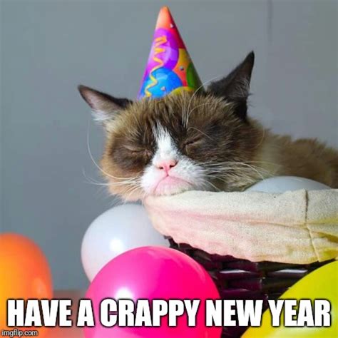 Grumpy Cat In A Party Hat Happy New Year Imgflip Imgflip