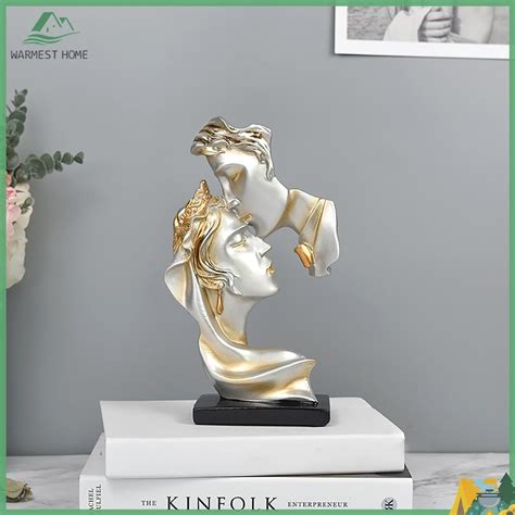 {warm} Au Resin Kissing Couple Statue Ornaments Kiss Lovers Art