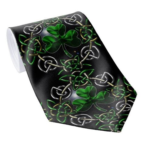 Shamrock In Celtic Knot Wreath Necktie Shamrock Celtic Knot Trinity