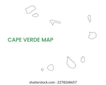 High Detailed Map Cape Verde Outline Stock Vector Royalty Free