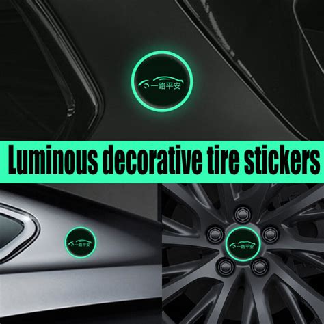 Cars Wheel Center Hub Cap Reflective Stickers with Car Logo Wheel ...