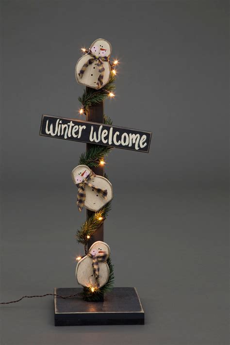 Wooden Christmas Snowman Welcome Sign With Lights - Etsy