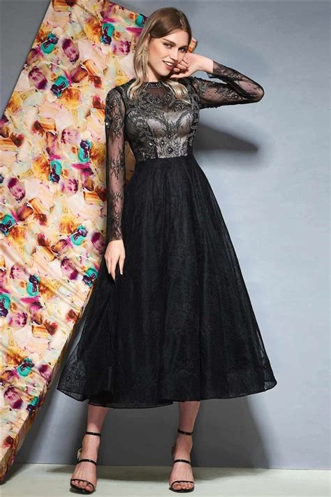 A Line Ankle Length Long Sleeves Lace Prom Dress Long Sleeve Prom