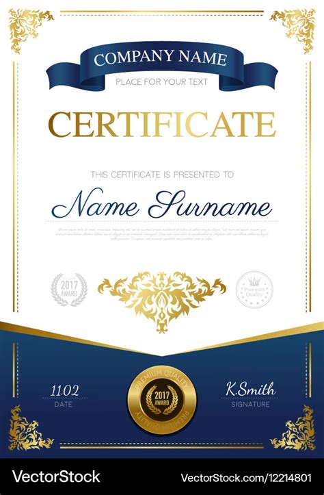 stylish certificate design royalty  vector image