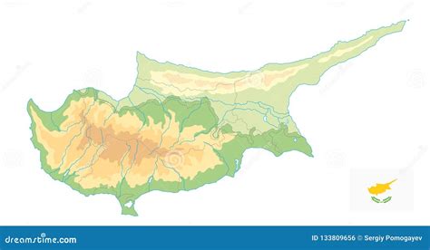 Cyprus Physical Map Vector Illustration | CartoonDealer.com #154297142