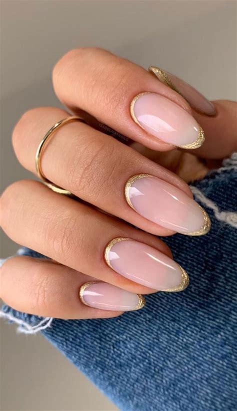 Sheer Pink Nails With Gold Details