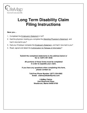 Fillable Online Long Term Disability Claim Filing Instructions Fax