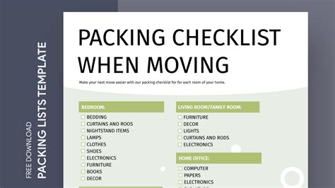 Moving Packing List Free Google Docs Template - gdoc.io