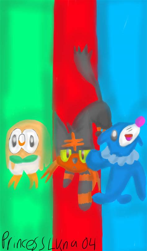 Pokemon Sun and moon starters by PrincessLuna04 on DeviantArt