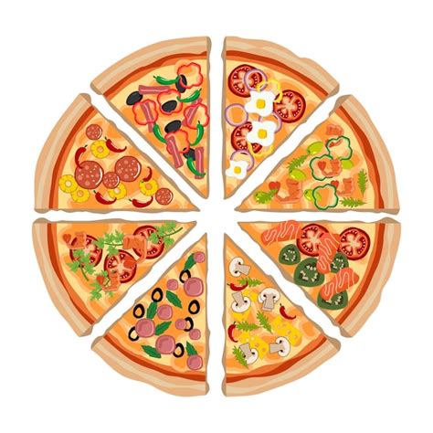 Premium Vector Vector Pizza Slice Different Toppings