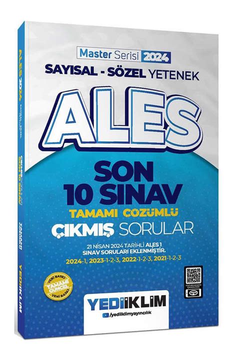 Yediiklim Yayınları 2024 ALES Sayısal Sözel Yetenek Son 10 Sınav Tamamı