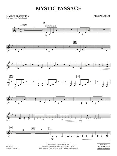 Mystic Passage Mallet Percussion By Michael Oare Sheet Music For