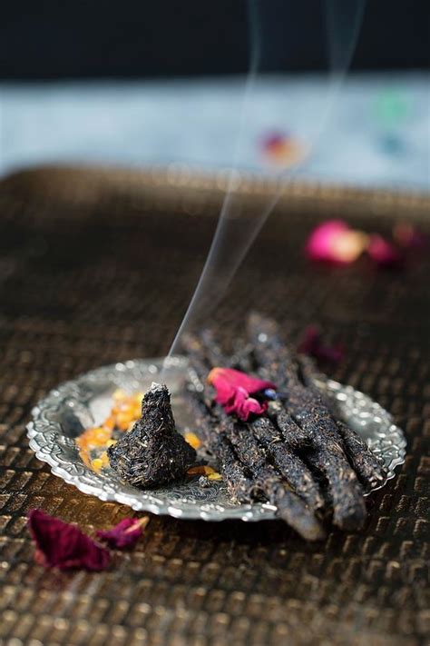 Homemade Incense Sticks And A Cone Made Of Charcoal Resin And Dried