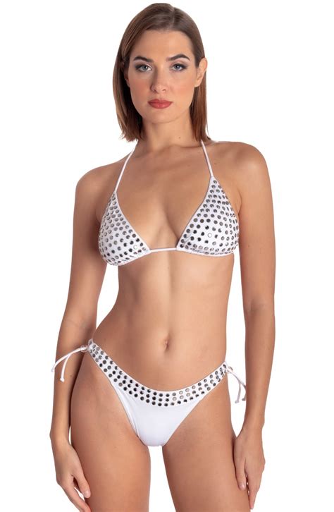 Bikini Triangolo Imbottito Con Cristalli Specchietti Taglia S Couleur