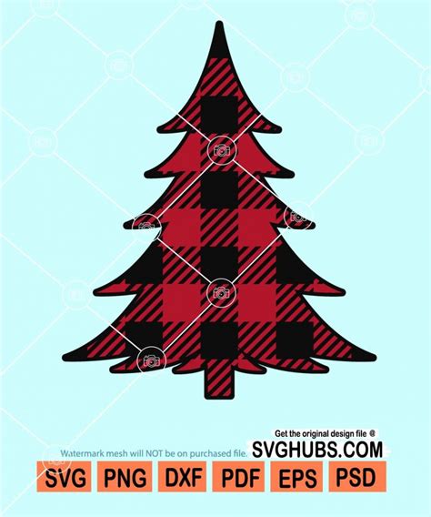 Buffalo Plaid Pattern Christmas Tree Svg Christmas Tree Svg Buffalo