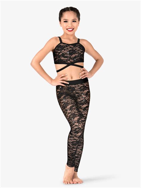 Elisse By Double Platinum Womens Floral Lace Dance Leggings N7498c