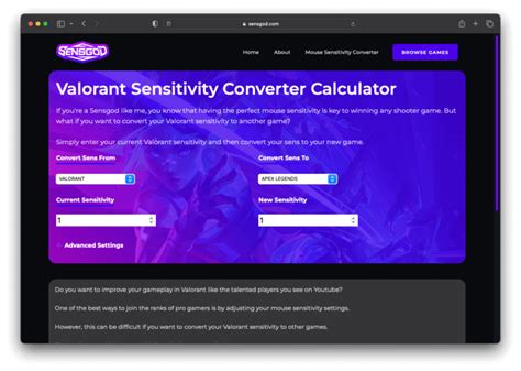 Best Mouse Sensitivity Converter Websites Game Sensitivity Calculator