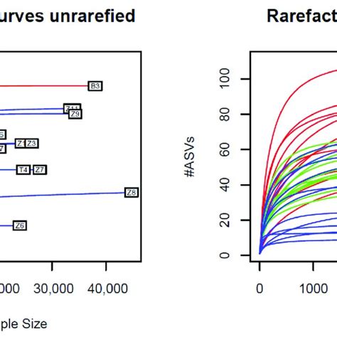 Rarefaction curves before and after sample rarefaction. Every curve... | Download Scientific Diagram