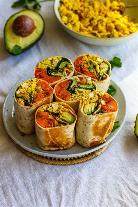 Breakfast Burrito With Avocado Sweet Potato And Scrambled Tofu The Avo Tree Cubed Sweet