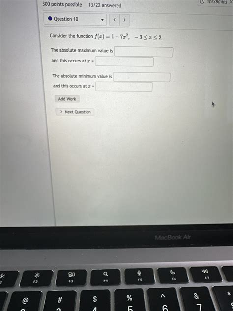 Solved Consider The Function Fx1 7x2 3≤x≤2the Absolute