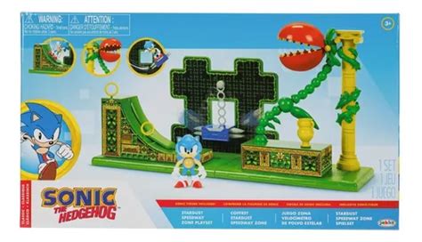 Set De Sonic The Hedgehog Juego Zona Velocimetro Jakks Color Verde