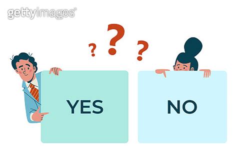 Yes Or No Choice Question Sign Concept Vector Illustration Flat Man