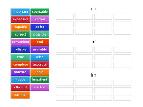 Negative Adjectives Group Sort