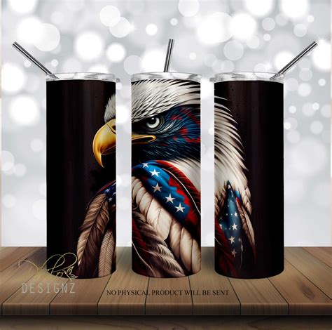 American Flag Eagle Tumbler 20 Oz Skinny Tumbler Sublimation Etsy