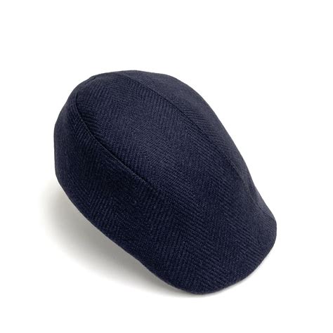 Lambswool Flat Cap Helmsley In Navy Herringbone — Karen Henriksen