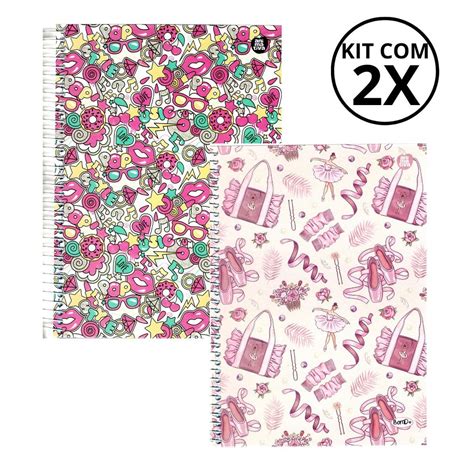Kit Com 02 Cadernos 10 Matérias Feminino - SÃO DOMINGOS | Shopee Brasil