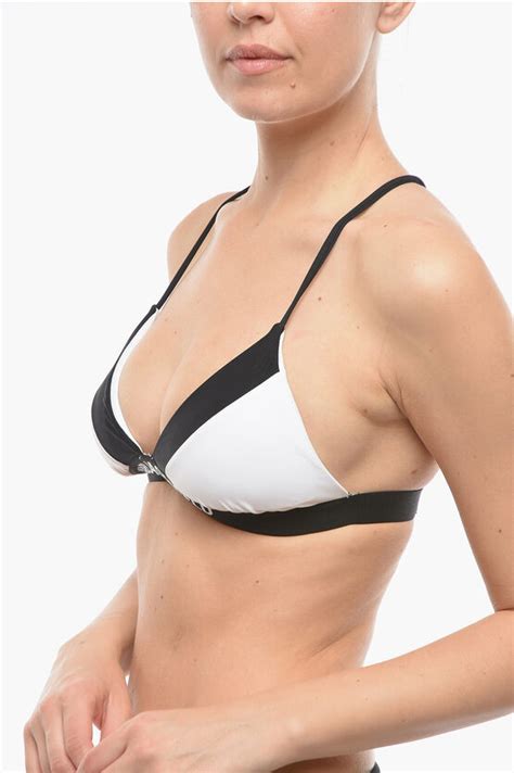 Karl Lagerfeld Two Tone Triangle Bikini Top Crossed On The Back Women