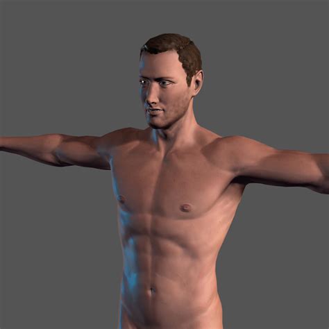 D Datei Animated Naked Man Rigged D Game Character Low Poly D Model