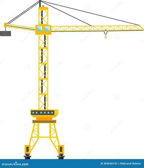 Construction Tower Crane Icon In Flat Style Vector Illustration Stock