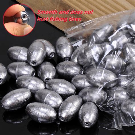 100pcs Olive Shape Fishing Lead Weight Sinker Fall Additional Weight