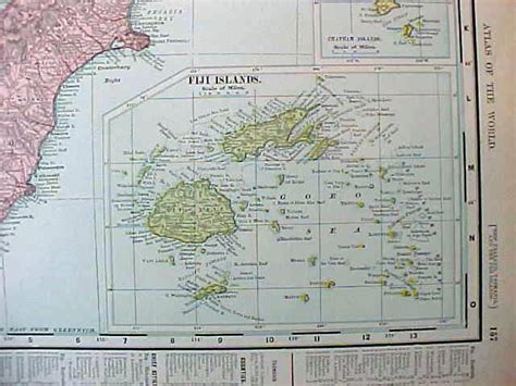 Antique Map Hawaii & New Zealand Figi 1907