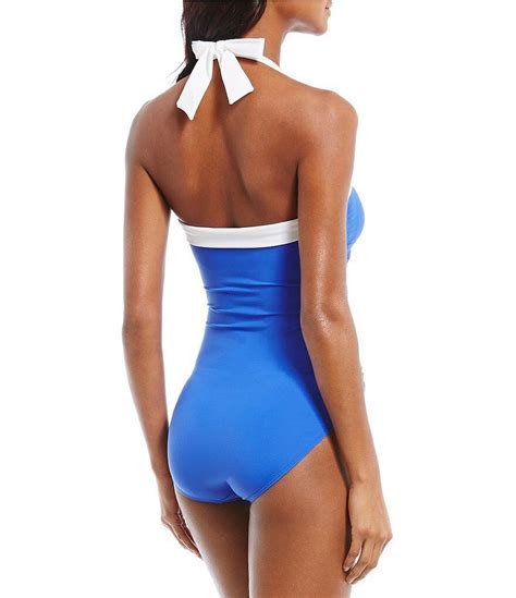 Lauren Ralph Lauren Bel Aire Solid Shirred Bandeau One Piece Royal Sz 8 Lr7dk11j Ebay