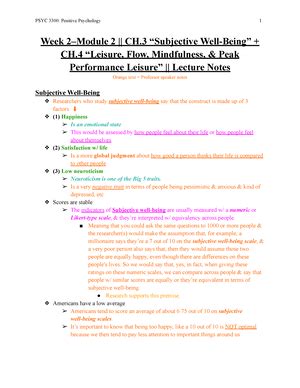 PSYC 3300 Lecture Notes Of Week 4 Module 4 CH