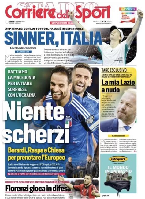 Prima Pagina Corriere Dello Sport “italia Niente Scherzi”