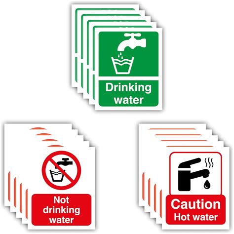 11CM X 9CM Set of 15 Self Adhesive Drinking Water, Not drinking Water