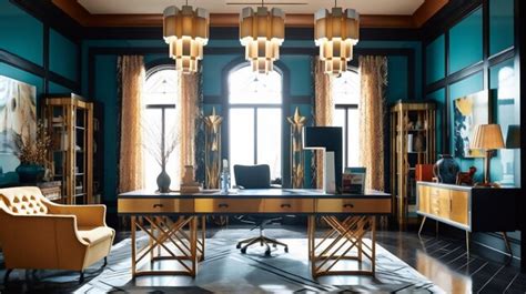 Premium Ai Image Generative Ai Glamorous Art Deco Home Office