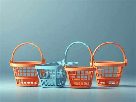 Premium AI Image | Empty Shopping Baskets Shop Online Convenience at ...