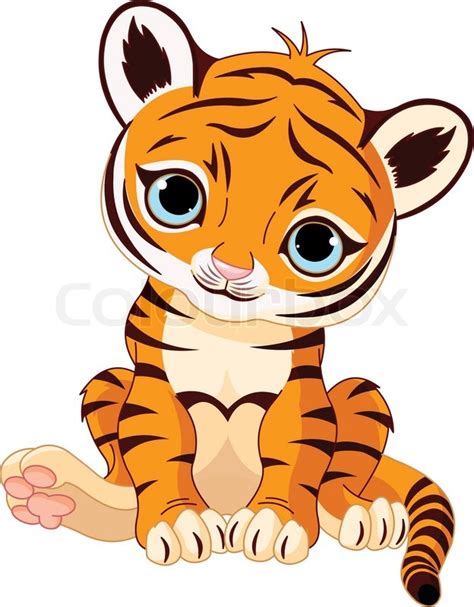 A cute character of sitting tiger cub | Stock vector | Colourbox