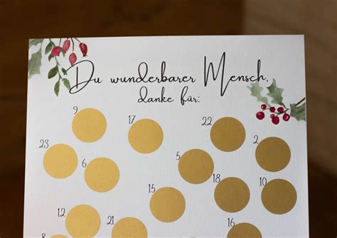 Diy Rubbel Adventskalender Du Wunderbarer Mensch Danke F R